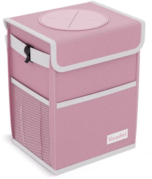 Main image of Car Trash Can with Lid, Car Garbage, Bin and Bag (Pink, Medium)