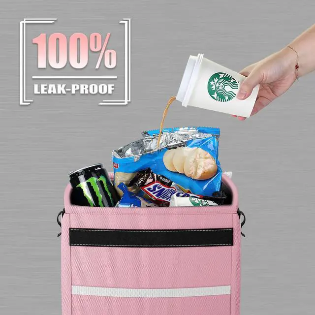 Alt view image 6 of 6 - Car Trash Can with Lid, Car Garbage, Bin and Bag (Pink, Medium)