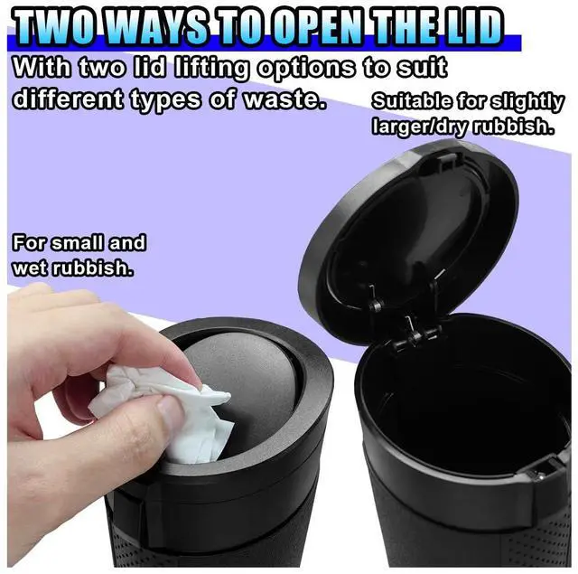 Alt view image 4 of 6 - Car Trash Can Bin with Lid, Leakproof Automotive Side Door Garbage Can, Mini Vehicle Cup Holder Trash Bin, Portable Auto Organizers & Storage Accessories for Car, Home, Office (2PCS/Black)