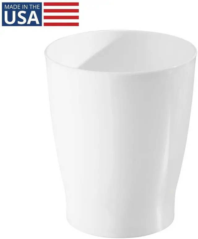 Alt view image 2 of 7 - Small Round Plastic Bathroom Trash Can, White