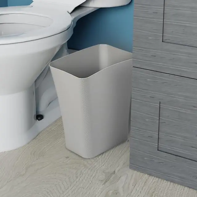 Alt view image 4 of 6 - Textura Slim Trash Can - 3.1 Gallon Small Waste Basket for Narrow Spaces - Skinny Plastic Garbage Bin for Bathroom, Bedroom, or Office, Grey