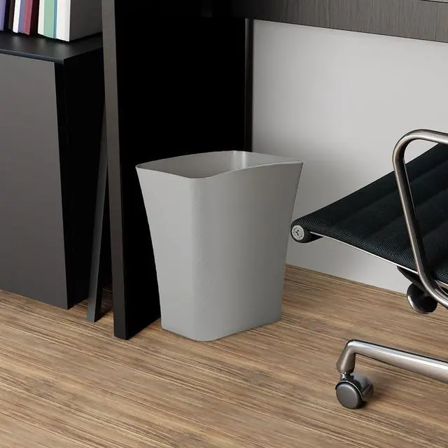 Alt view image 5 of 6 - Textura Slim Trash Can - 3.1 Gallon Small Waste Basket for Narrow Spaces - Skinny Plastic Garbage Bin for Bathroom, Bedroom, or Office, Grey
