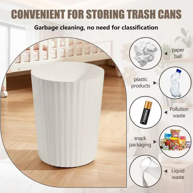 Alt view image 4 of 7 - Grip Trash Can - Small Waste basketbin - 2 Gallon- for Office,Home,Bathroom,Kitchen - Beige