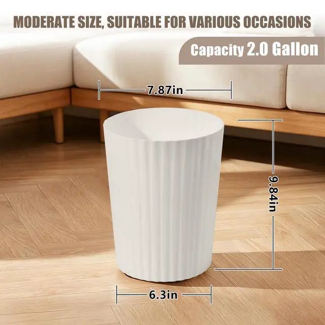 Alt view image 2 of 7 - Grip Trash Can - Small Waste basketbin - 2 Gallon- for Office,Home,Bathroom,Kitchen - Beige