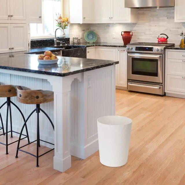 Alt view image 3 of 7 - Small Plastic Trash Can - 1.8 Gallon - White - Wastebasket Garbage Can Container