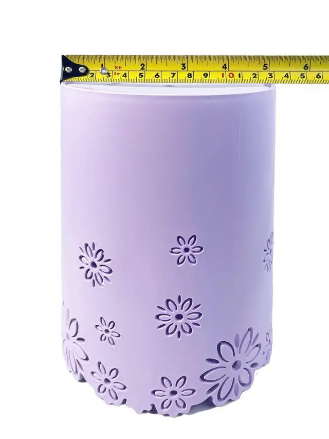 Alt view image 4 of 7 - Wastebasket, Hollow Flower Shape Plastic Lidless Wastepaper Baskets Trash Can (Purple, Mini)
