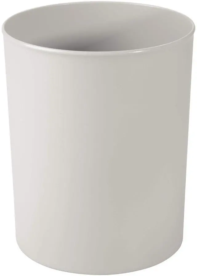 Main image of Small Round Plastic Bathroom Trash Can, Light Gray