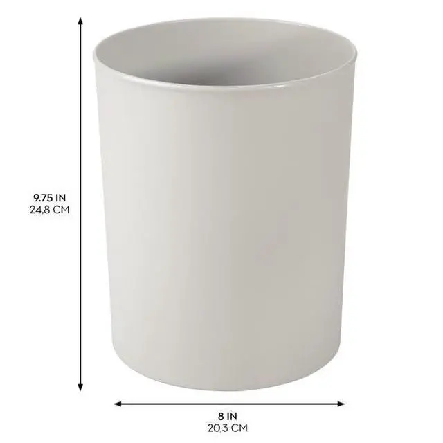 Alt view image 3 of 3 - Small Round Plastic Bathroom Trash Can, Light Gray