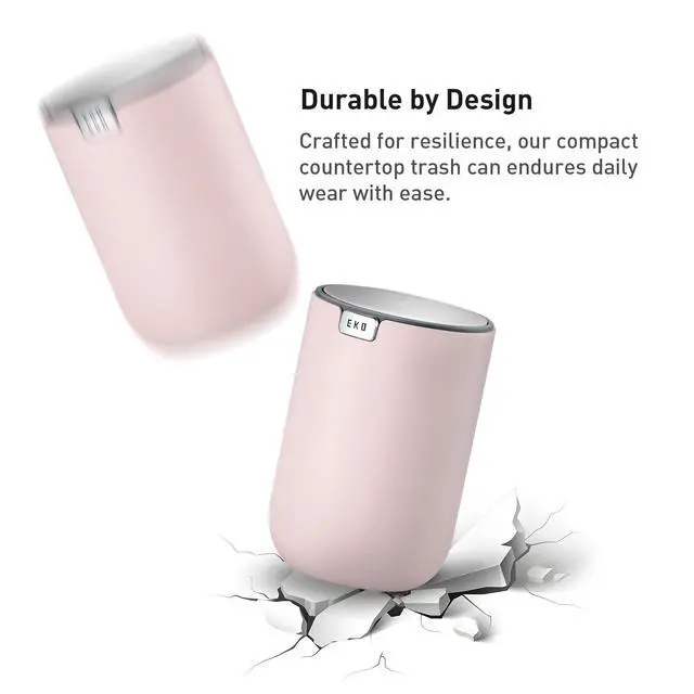 Alt view image 5 of 7 - Fandy 0.4 Gal/1.5L Mini Tabletop Trash Bin with Swing-Lid, Desktop Trash Can for Bathroom Countertop, Vanity, Coffee or Office, Small Garbage Bin (Pink)