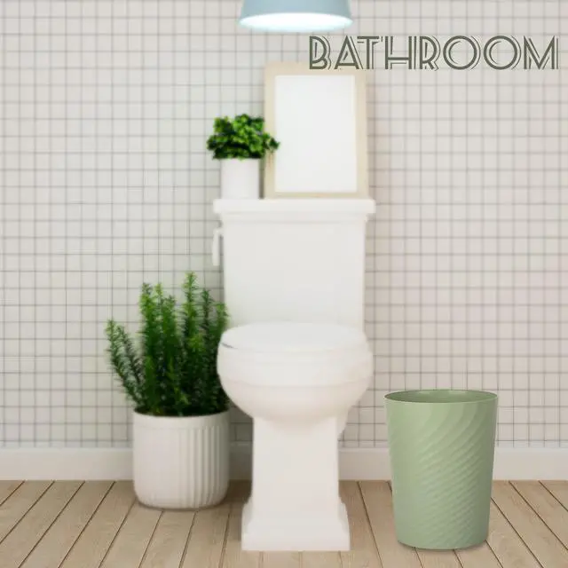 Alt view image 2 of 6 - Plastic Small Bathroom Trash Can Wastebasket Garbage Can, Mint Green
