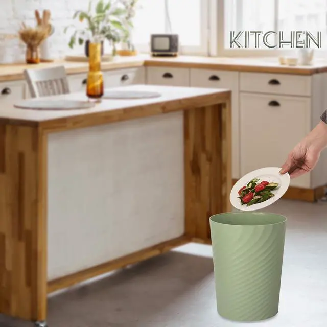 Alt view image 5 of 6 - Plastic Small Bathroom Trash Can Wastebasket Garbage Can, Mint Green