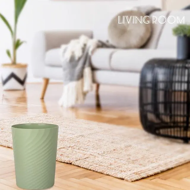 Alt view image 6 of 6 - Plastic Small Bathroom Trash Can Wastebasket Garbage Can, Mint Green