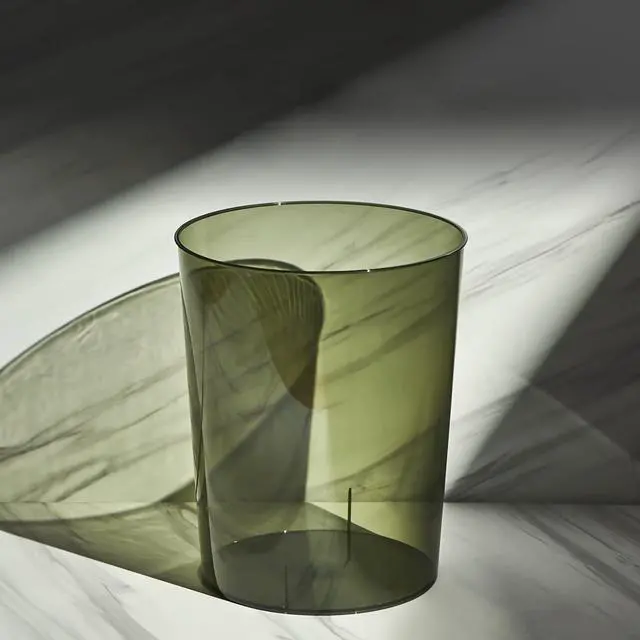 Main image of Small Trash Can Plastic Wastebasket 1.5 Gallon Garbage Bin, Clear & Green