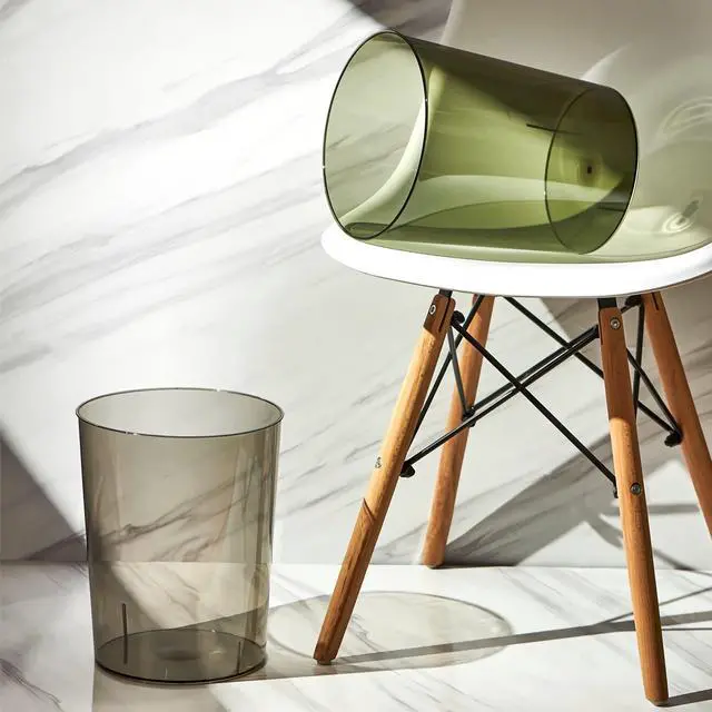 Alt view image 6 of 6 - Small Trash Can Plastic Wastebasket 1.5 Gallon Garbage Bin, Clear & Green