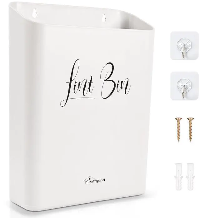 Main image of Magnetic Lint Bin for Laundry Room Organization and Storage, Lint Trash Can for Laundry Room Decor, Wall Mounted Space-Saving, White