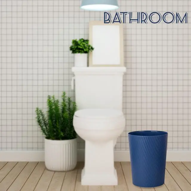 Alt view image 2 of 6 - Small Trash Can Wastebasket Garbage Can Container Bins for Bathrooms, Laundry Room, Kitchens, Offices, Kids Rooms, Dorms (Navy Blue)