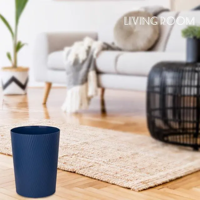 Alt view image 6 of 6 - Small Trash Can Wastebasket Garbage Can Container Bins for Bathrooms, Laundry Room, Kitchens, Offices, Kids Rooms, Dorms (Navy Blue)