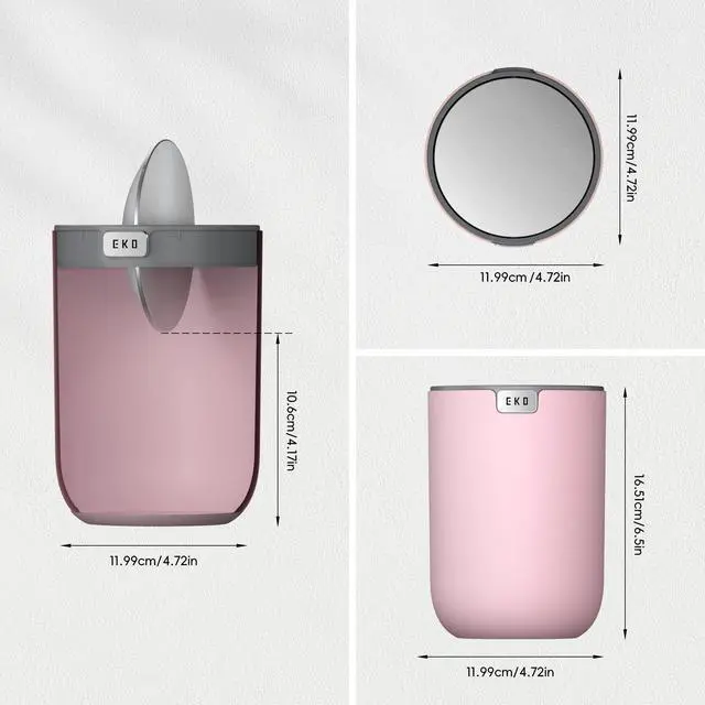 Alt view image 6 of 7 - Fandy 0.4 Gal/1.5L Mini Tabletop Trash Bin with Swing-Lid, Desktop Trash Can for Bathroom Countertop, Vanity, Coffee or Office, Small Garbage Bin (Pink)