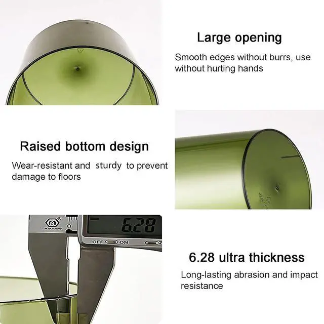 Alt view image 3 of 6 - Small Trash Can Plastic Wastebasket 1.5 Gallon Garbage Bin, Clear & Green