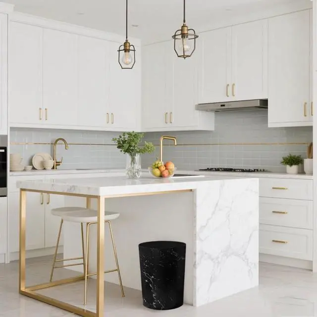 Alt view image 6 of 7 - Small Trash Can for Bathroom, 2 Gallon Trash Can Trash Bin Wastebasket Garbage Can for Kitchen,Bathroom Office, Bedroom,Dorms,Laundry Room (Black, 2 Pack)