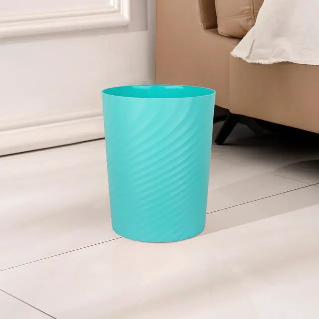 Alt view image 2 of 6 - Plastic Small Bathroom Trash Can Wastebasket Garbage Can, Light Blue