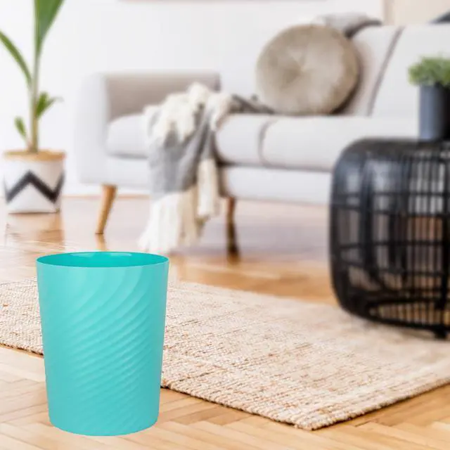 Alt view image 3 of 6 - Plastic Small Bathroom Trash Can Wastebasket Garbage Can, Light Blue