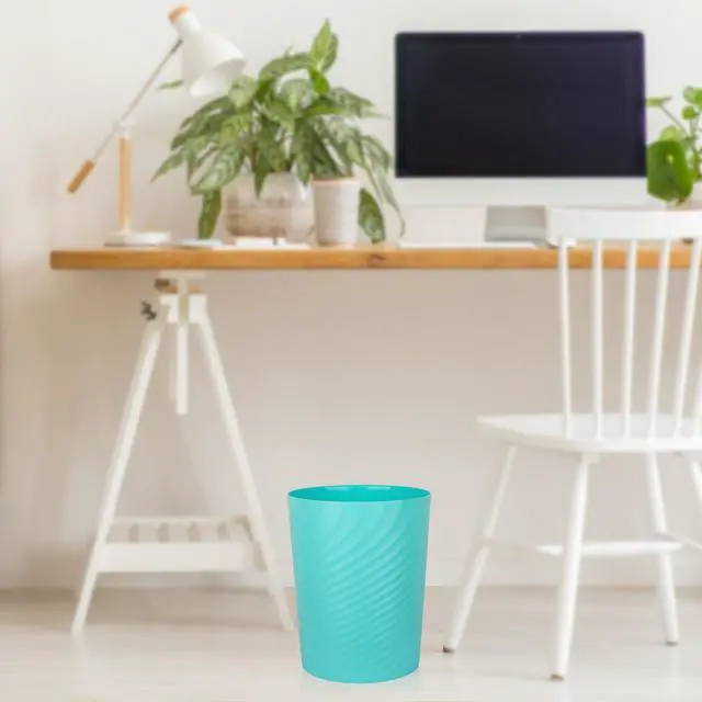 Alt view image 4 of 6 - Plastic Small Bathroom Trash Can Wastebasket Garbage Can, Light Blue