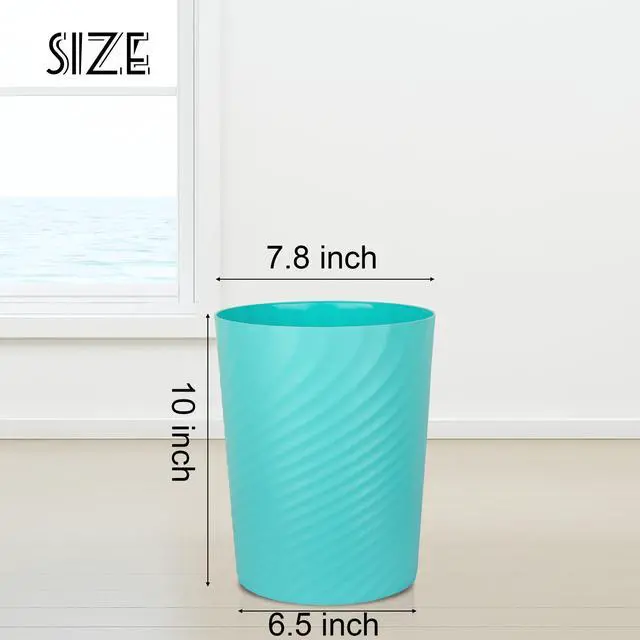 Alt view image 6 of 6 - Plastic Small Bathroom Trash Can Wastebasket Garbage Can, Light Blue