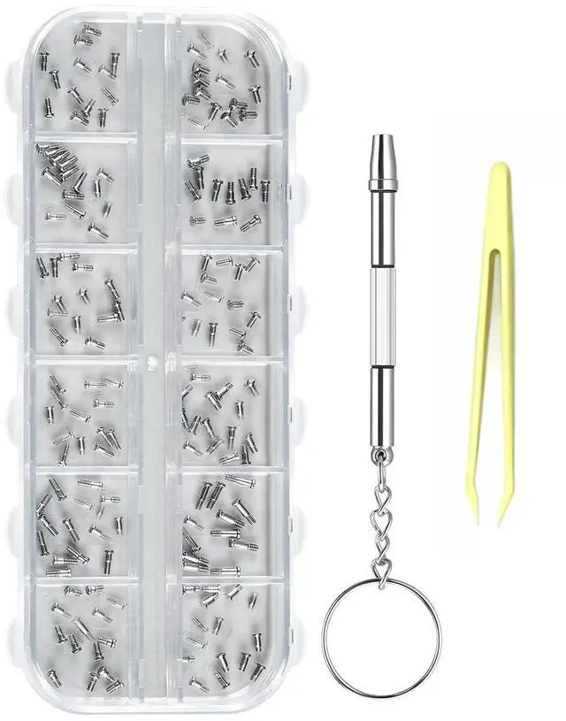 Main image of EyeglassRepair,Kit360PCSStainlessSteelGlassesScrews,Compatible with Sunglasses,Eyeglasses,and Precision Accessories.Thekitincludes a Screwdriver and Tweezers for Repairing Eyeglass Frame Hinges