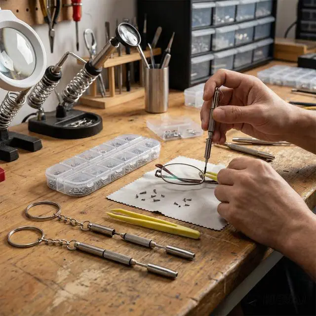 Alt view image 7 of 7 - EyeglassRepair,Kit360PCSStainlessSteelGlassesScrews,Compatible with Sunglasses,Eyeglasses,and Precision Accessories.Thekitincludes a Screwdriver and Tweezers for Repairing Eyeglass Frame Hinges