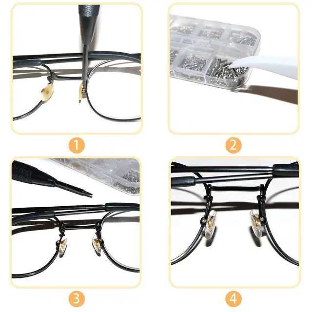 Alt view image 6 of 7 - Eyeglass Repair Kit with Glasses Screws - Contains Precision Screwdriver kit and Nose Pads, Cleaning Cloth, Tweezers, Complete Glasses Repair Kit