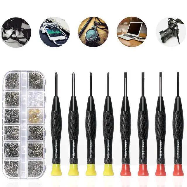 Alt view image 7 of 7 - Eyeglass Repair Kit with Glasses Screws - Contains Precision Screwdriver kit and Nose Pads, Cleaning Cloth, Tweezers, Complete Glasses Repair Kit