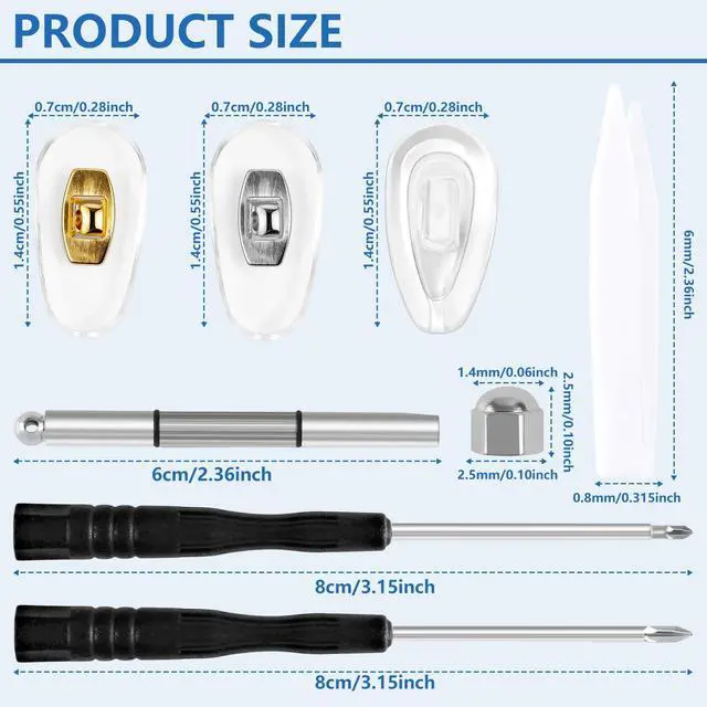 Alt view image 3 of 7 - Upgraded Magnetic Eye Glass Repairing Kit, All-in-One Precision Screwdriver Set with Assorted Screws Silicone Nose Pads Tweezer, Glasses Repair Kit for Eyeglasses Sunglasses Watches