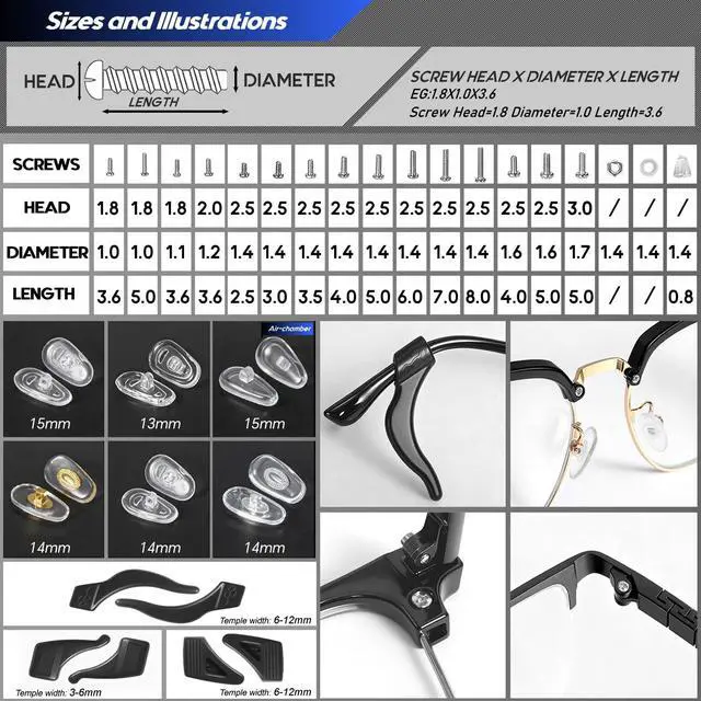 Alt view image 5 of 7 - Eye Glasses Repairing Kit, MINGFIX Magnetic Eyeglass Repair Tool Set with Multiple Size Screws,8 Precision Screwdrivers,Nose Pads,Ear Grips and Tweezer with Travel Case for Glasses,Sunglasses