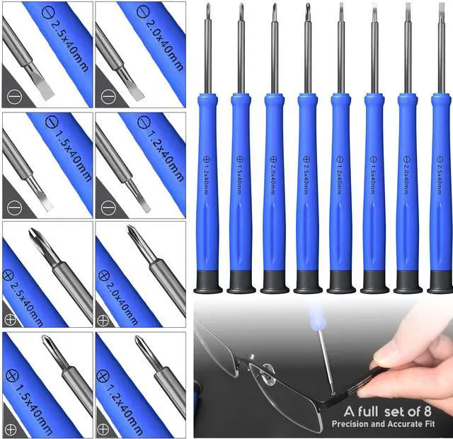 Alt view image 6 of 7 - Eye Glasses Repairing Kit, MINGFIX Magnetic Eyeglass Repair Tool Set with Multiple Size Screws,8 Precision Screwdrivers,Nose Pads,Ear Grips and Tweezer with Travel Case for Glasses,Sunglasses