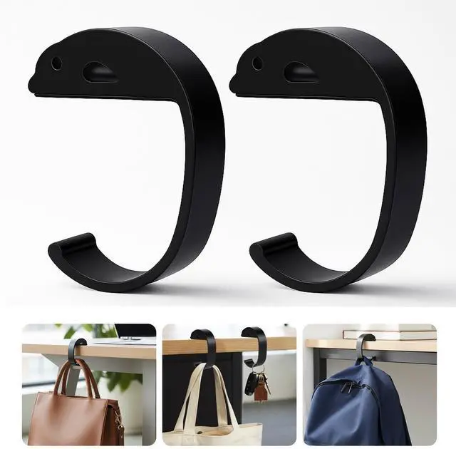 Main image of 2 PCS Purse Hook for Table Heavy Duty, Bag Hanger for Table, Classroom, Office, Travel, Multi-Use Portable Bag Hook for Desk, Headphone, Key, Backpack, Office Table Accessories