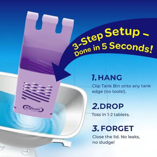 Alt view image 7 of 7 - Toilet Tank Tablet Holder with Blue Toilet Bowl Tablets, 8.97 x 3.22 x 2.25 Inch Tablet Holder - Prevents Flapper Jams & Residue, Extends Life of Drop-In Cleaner Tablets (1+2)