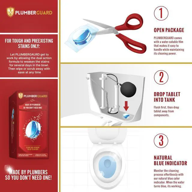 Alt view image 3 of 7 - Toilet Tablets 4 Pack | Bleach & Chlorine Free, Dual-action Whitening with 1% Hydrogen Peroxide | Plumbers' Choice | Automatic Toilet Bowl Cleaner Tablets | Long-lasting Cleaning Supplies