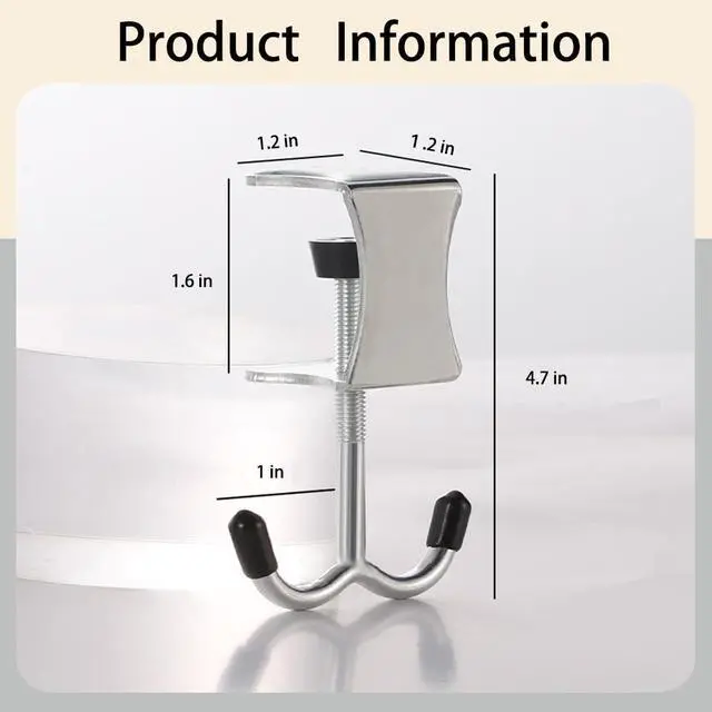 Alt view image 2 of 7 - 2 pcs Desk HookDesk Hooks for Backpack, Table Handbag Hanger for Desk Heavy Duty Purse Hook Undertable Design, Universal