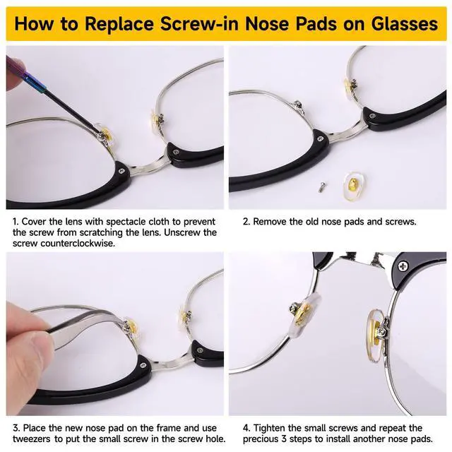 Alt view image 7 of 7 - Eyeglass Nose Pads, 24 Pairs of Screw-in Glasses Nose Pads, Upgraded Magnetic Eyeglass Repair Kit with Precision Precision Screwdriver Set, Screws, Tweezer for Travel, Birthday Gift, Christmas