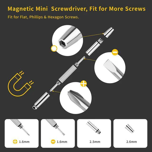 Alt view image 6 of 7 - Eyeglass Nose Pads, 24 Pairs of Screw-in Glasses Nose Pads, Upgraded Magnetic Eyeglass Repair Kit with Precision Precision Screwdriver Set, Screws, Tweezer for Travel, Birthday Gift, Christmas