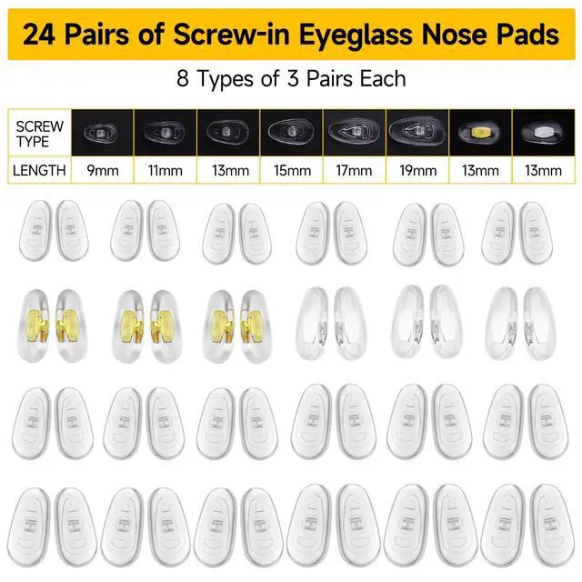 Alt view image 2 of 7 - Eyeglass Nose Pads, 24 Pairs of Screw-in Glasses Nose Pads, Upgraded Magnetic Eyeglass Repair Kit with Precision Precision Screwdriver Set, Screws, Tweezer for Travel, Birthday Gift, Christmas