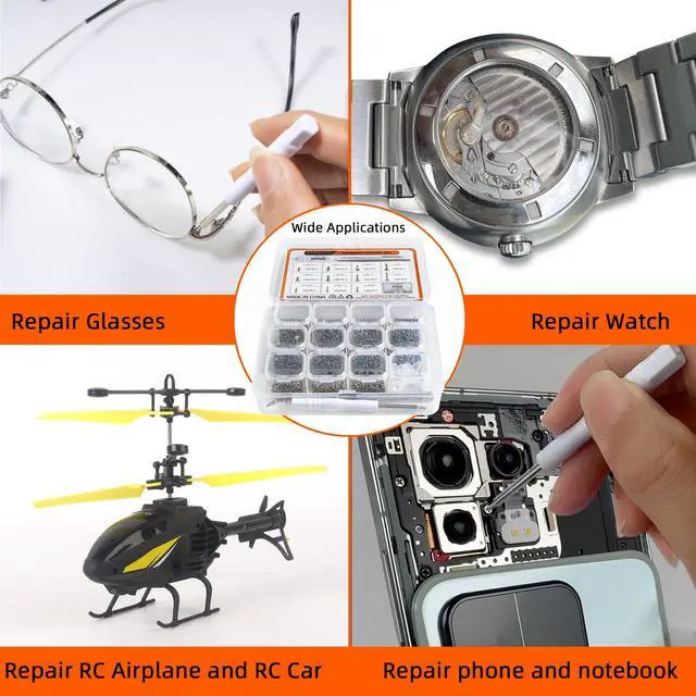 Alt view image 2 of 6 - 1100Pcs (11 Sizes) Micro Screw Kit Eyeglass Sunglass Repair Kit with Magnetic Phillips Screwdriver and Tweezers for Repairing Spectacles(Come with Nose Pads), Watches, Jewelry and Cell Phones