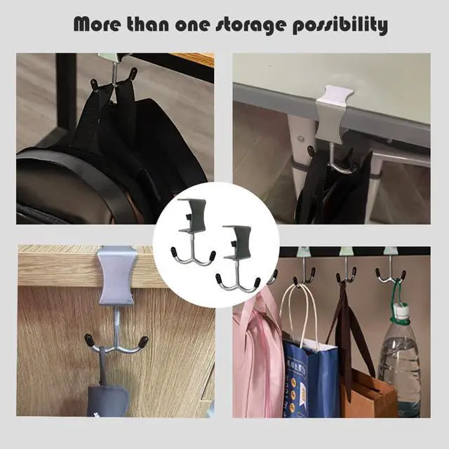 Alt view image 7 of 7 - 2 pcs Desk HookDesk Hooks for Backpack, Table Handbag Hanger for Desk Heavy Duty Purse Hook Undertable Design, Universal