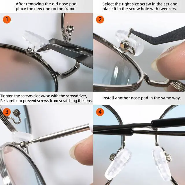 Alt view image 6 of 6 - 1100Pcs (11 Sizes) Micro Screw Kit Eyeglass Sunglass Repair Kit with Magnetic Phillips Screwdriver and Tweezers for Repairing Spectacles(Come with Nose Pads), Watches, Jewelry and Cell Phones