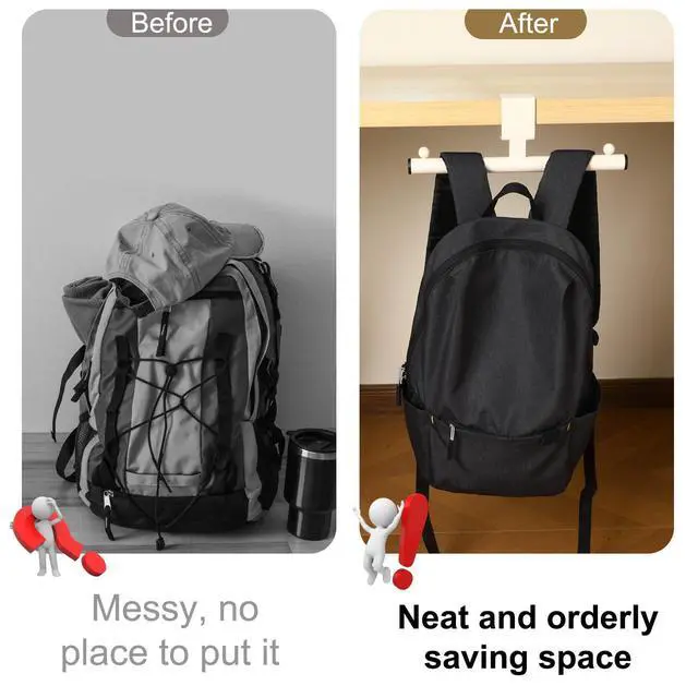 Alt view image 3 of 7 - 1 Pcs White Heavy-Duty Bag Hook for Desk or Table Bag Hanger Backpack Holder Purse Hook Table Handbag Hanger Organizer Storage Under Desk for Office Classroom Dorm Accessories