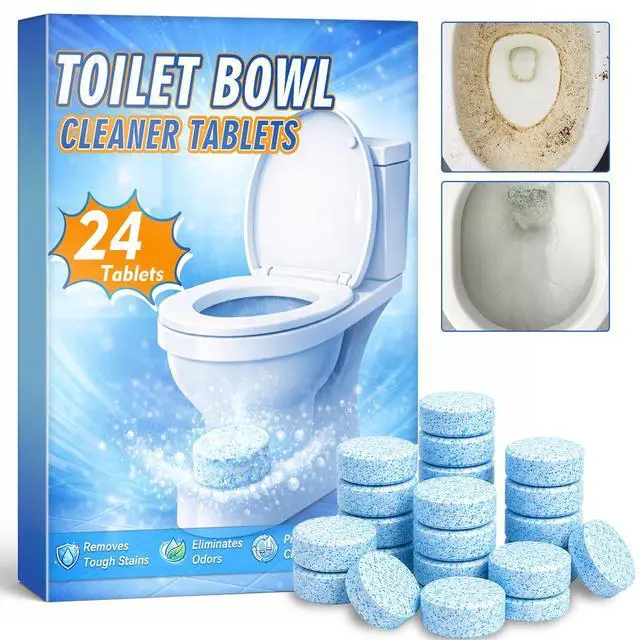 Main image of Toilet Bowl Cleaner Tablets, 24 Pcs Heavy Duty Toilet Cleaner Tablets, Removes Tough Stains, Prevents Clogging, Protects Glaze for Cleaning Toilet, Bathroom Tank (24 Count)