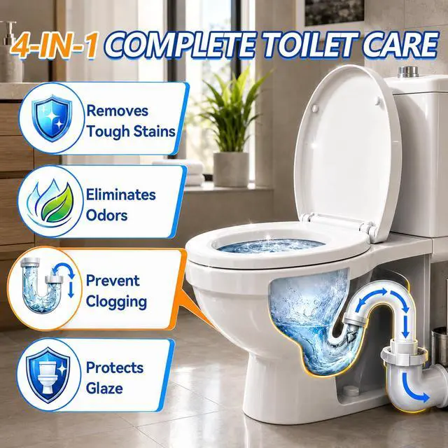 Alt view image 3 of 6 - Toilet Bowl Cleaner Tablets, 24 Pcs Heavy Duty Toilet Cleaner Tablets, Removes Tough Stains, Prevents Clogging, Protects Glaze for Cleaning Toilet, Bathroom Tank (24 Count)
