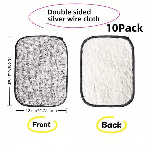 Alt view image 2 of 7 - 10Pack Scrubber Sponge for Dishes, Pans & Grease - Dual-Side Non-Scratch, Super Absorbent, Heat Resistant - Strong Cleaning Power for Kitchen, Glass, Stove (Color Random)
