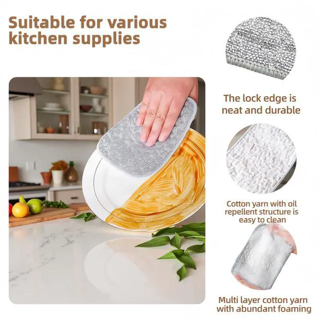 Alt view image 4 of 7 - 10Pack Scrubber Sponge for Dishes, Pans & Grease - Dual-Side Non-Scratch, Super Absorbent, Heat Resistant - Strong Cleaning Power for Kitchen, Glass, Stove (Color Random)